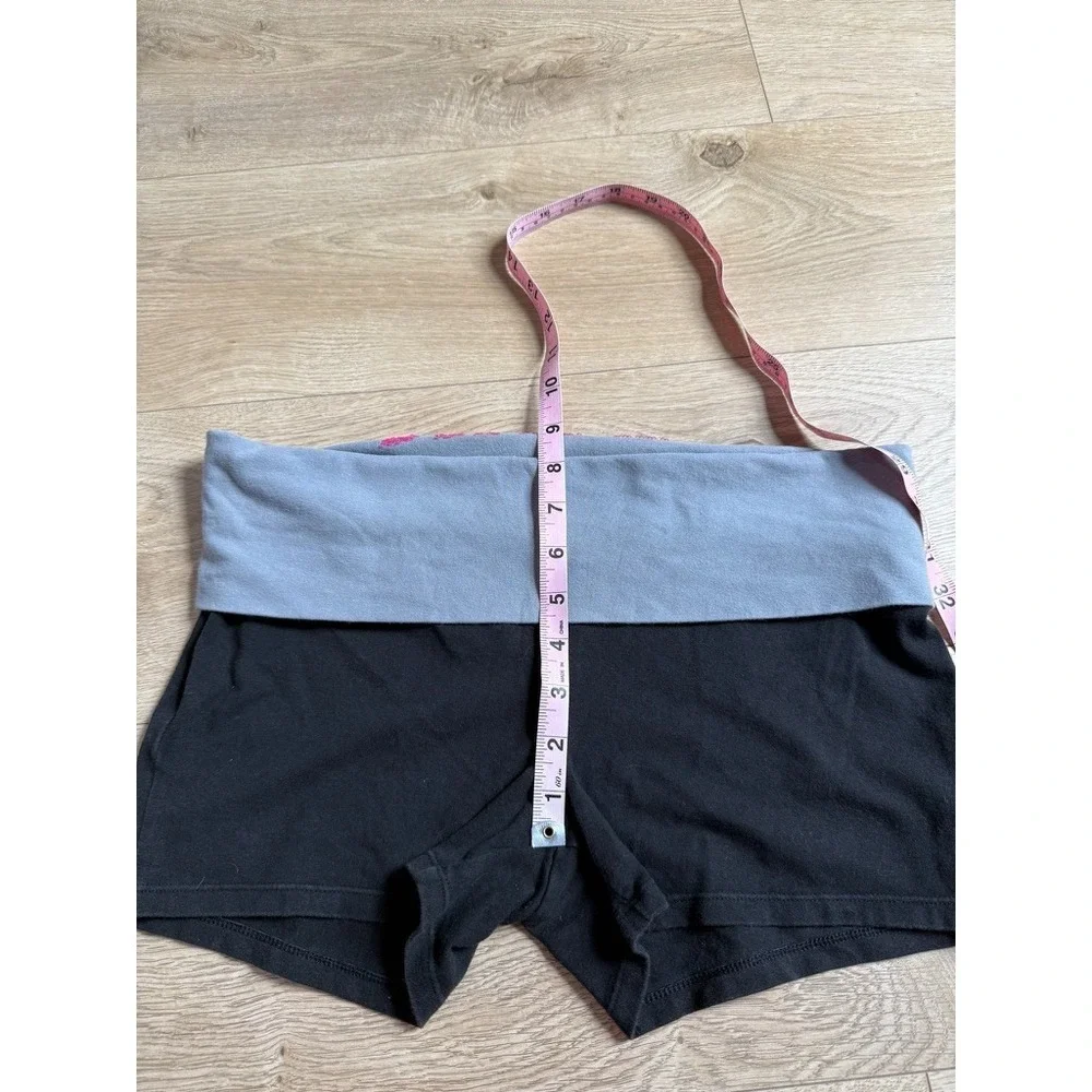 EUC Victoria Secret PINK YOGA Y2K fold over waist shorts‎ sequin logo size L